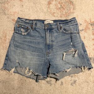 Abercrombie & Fitch Blue Distressed Jean Shorts